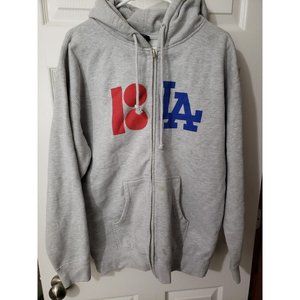 Rare 2018 LA Dodgers Gray Zip Up Hoodie Size L